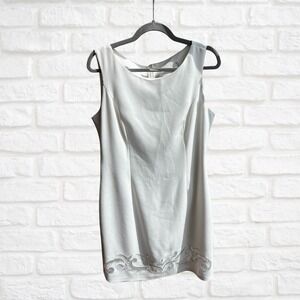 GiGi White Sleeveless Shift Sheath Dress, Medium, Elegant Cocktail Party